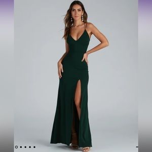 Windsor Floor Length Hunter Green Dress